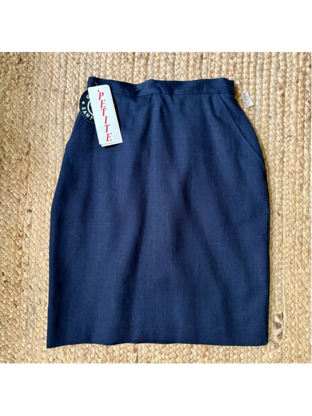 Vintage NWT Giorgio Sant Angelo navy linen pencil skirt